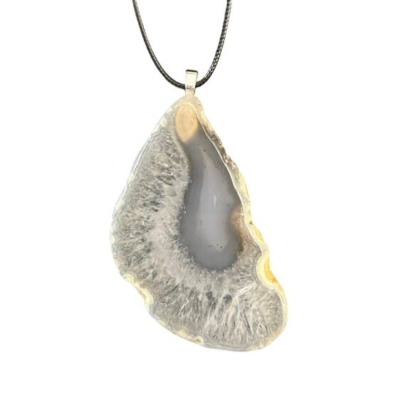 Natural Agate Slice Necklace ~ Stone Pendant - Picture 2 of 2